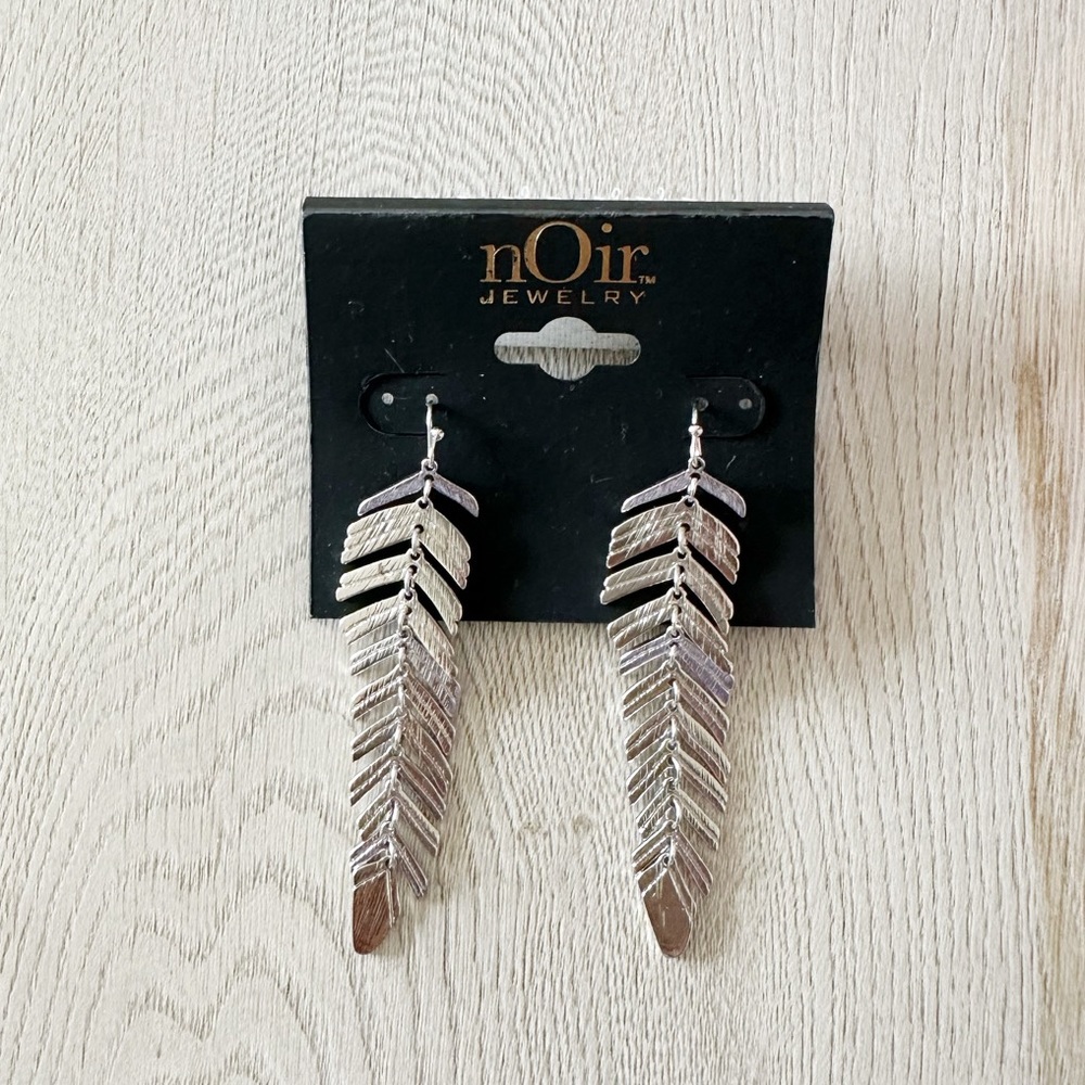 NEW Noir Jewelry Long Silver Earrings